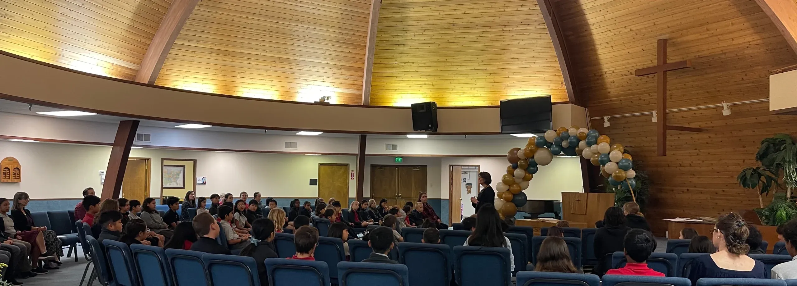 School meeting in chapel